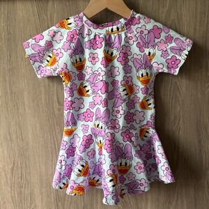 Handmade Daisy Duck Peplum Top Girls 5/6 Purple Pink Floral Disneycore Custom